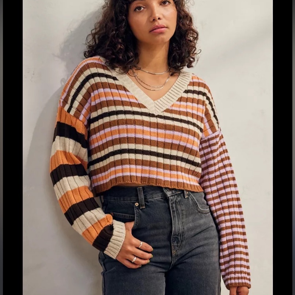 Urban Outfitters BDG Mixed Stripe V Neck‎ Sweater